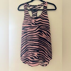Acrobat Medium Pink & Black zebra pattern 100% silk racerback camisole